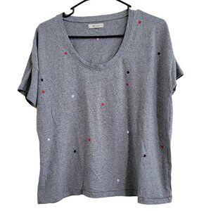 Madewell T-Shirt Womens Size Small Gray Colorful Squares Short Sleeve Tee top